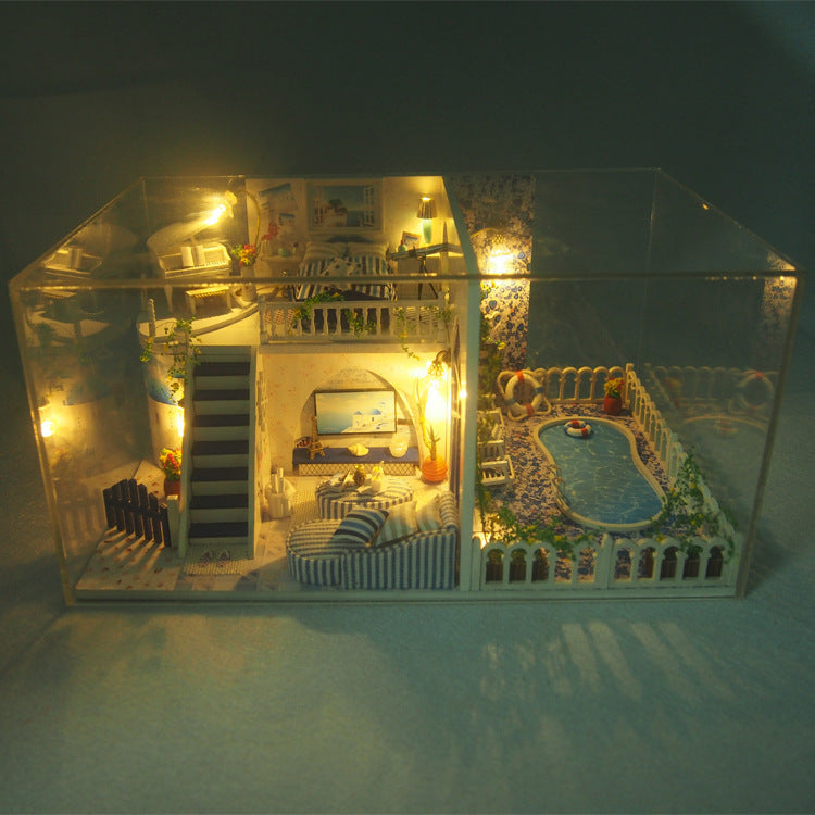 DIY Handmade Educational Miniature House – Double-Storey Villa with LED Lighting