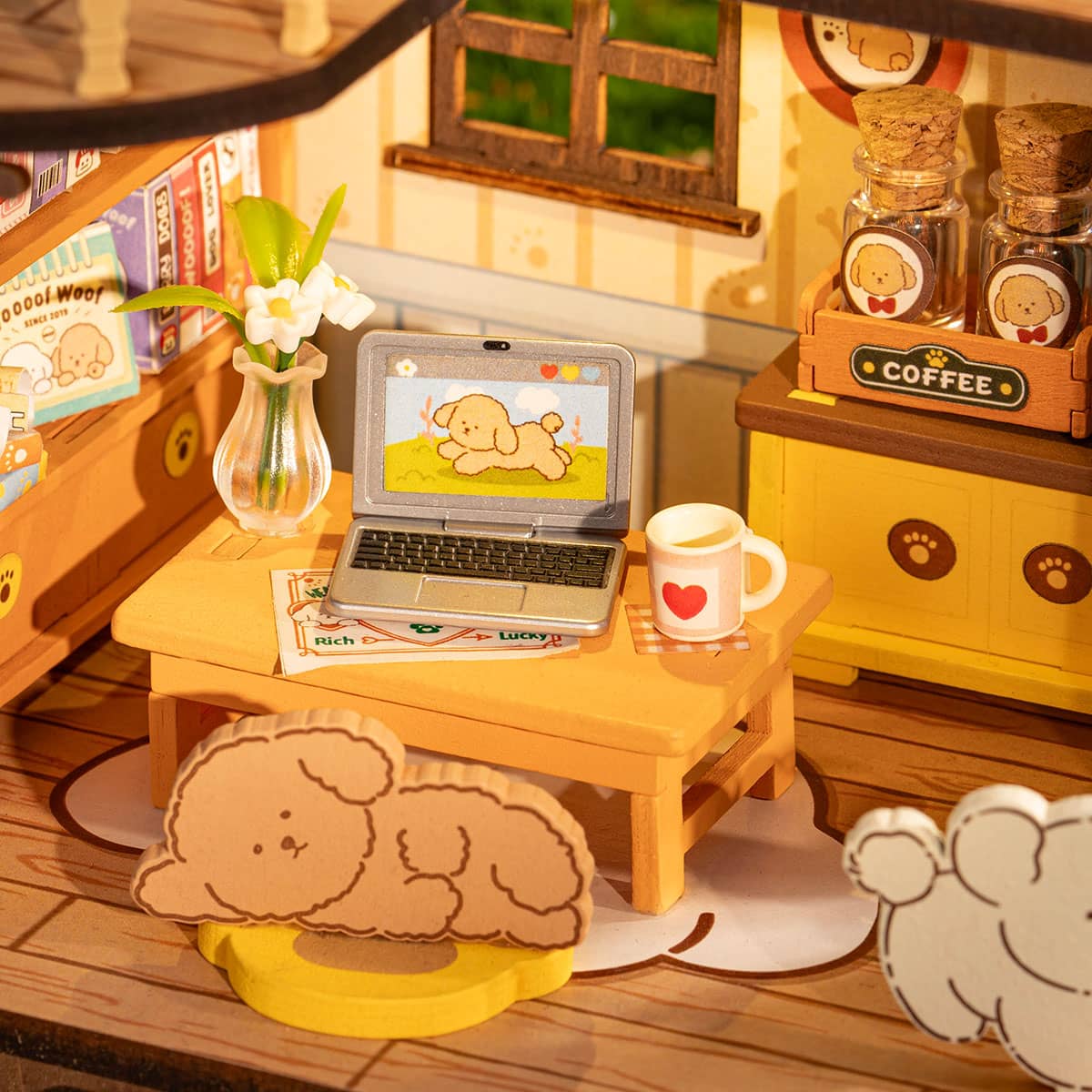 ROBOTIME Puppy's Cozy Villa Miniature House – DIY Wooden Kit