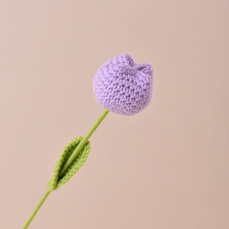 Finished Handmade Crochet Tulip Fake Flower Simulation