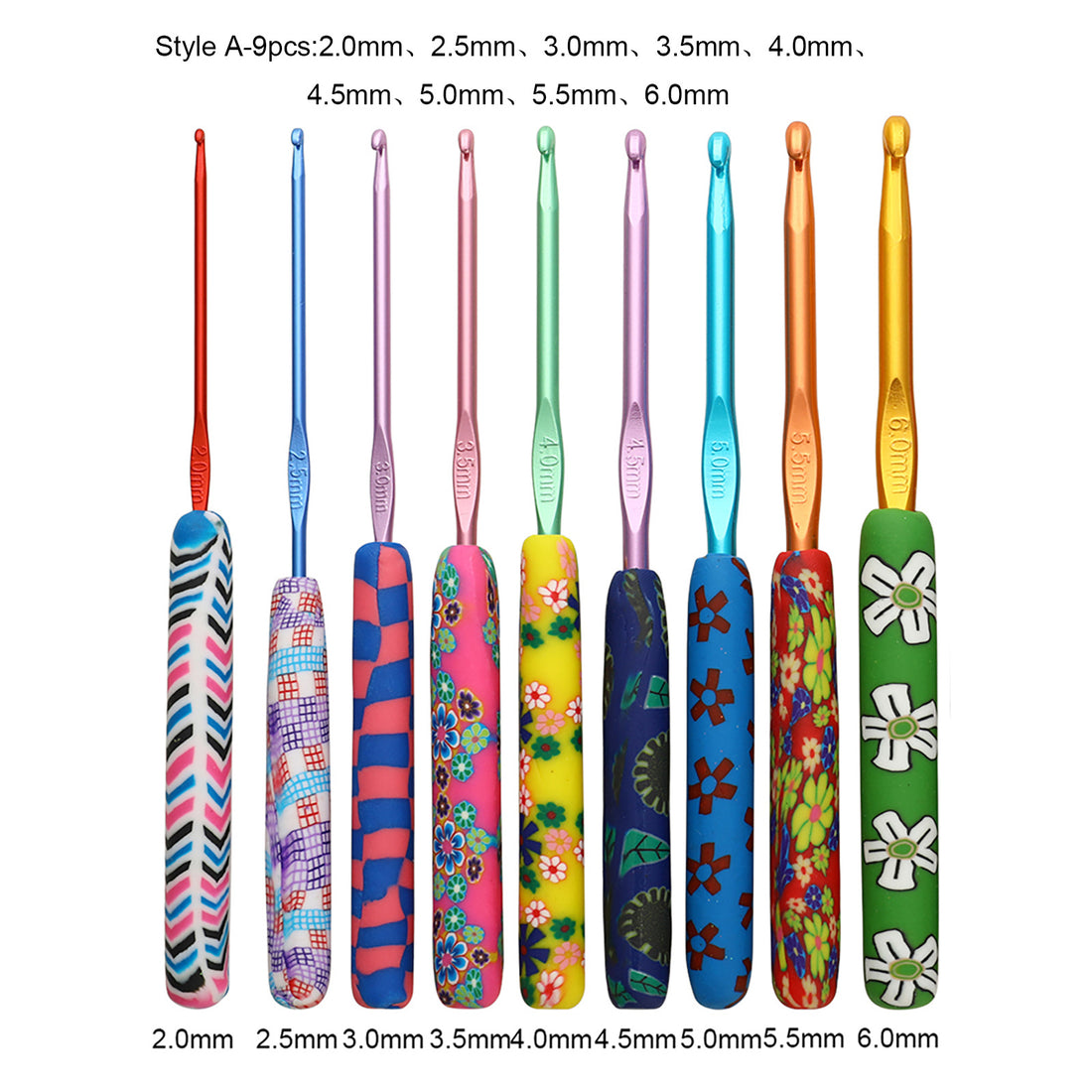 Color Printed Alumina Crochet Hook Set