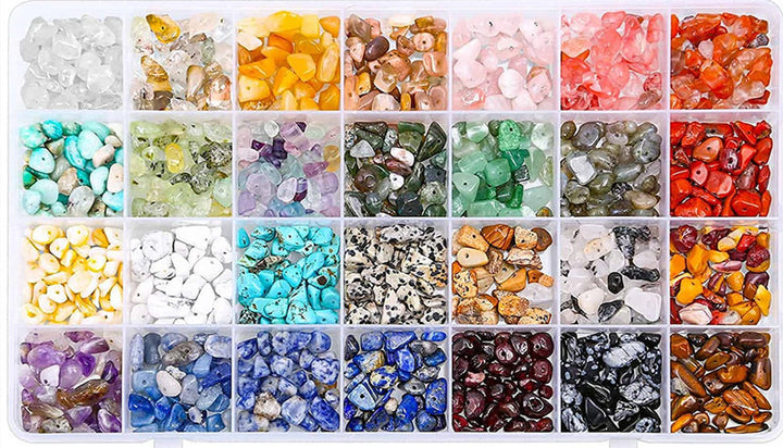 DIY Jewelry Making Kit | Irregular Crushed Stone in White Jade & Turquoise – 28 Colors Available 🌈💍