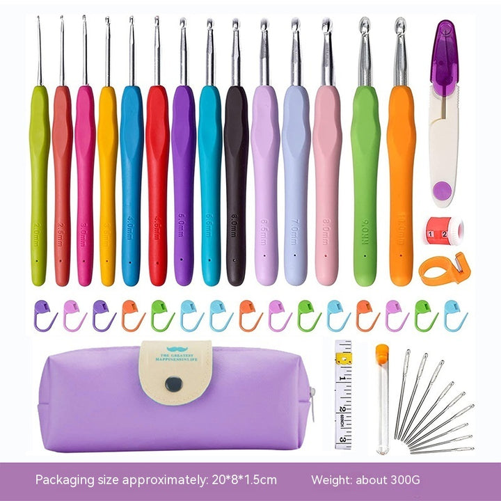 Crochet Hook Set Color TPR Soft Handle Aluminum Crochet Hook Combination