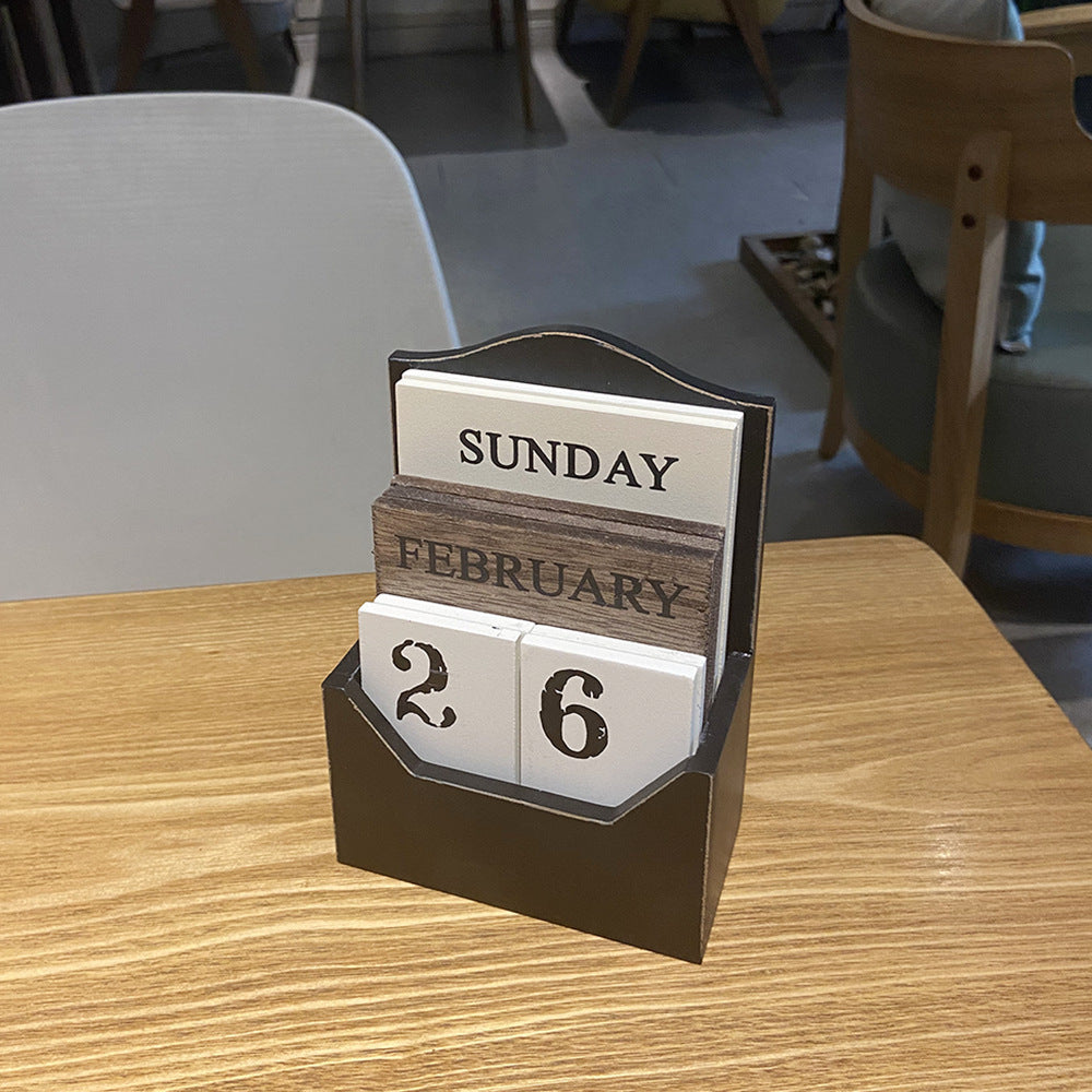 Retro Creative Wooden Desk Calendar Frame