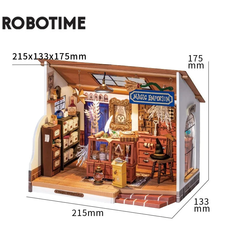 Robotime Green Miniature Dollhouse DIY Kit with Furniture & LED
