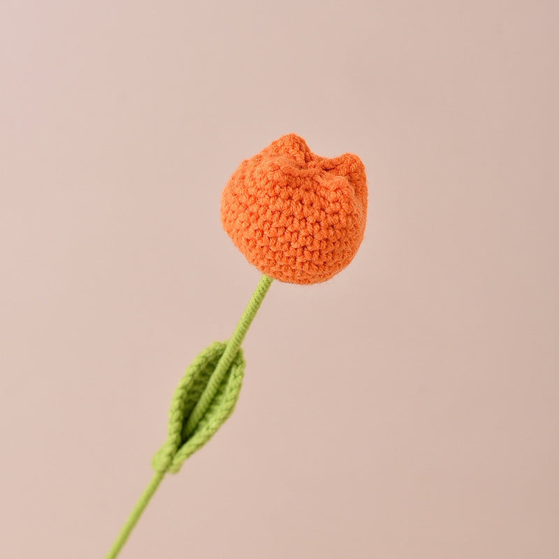 Finished Handmade Crochet Tulip Fake Flower Simulation