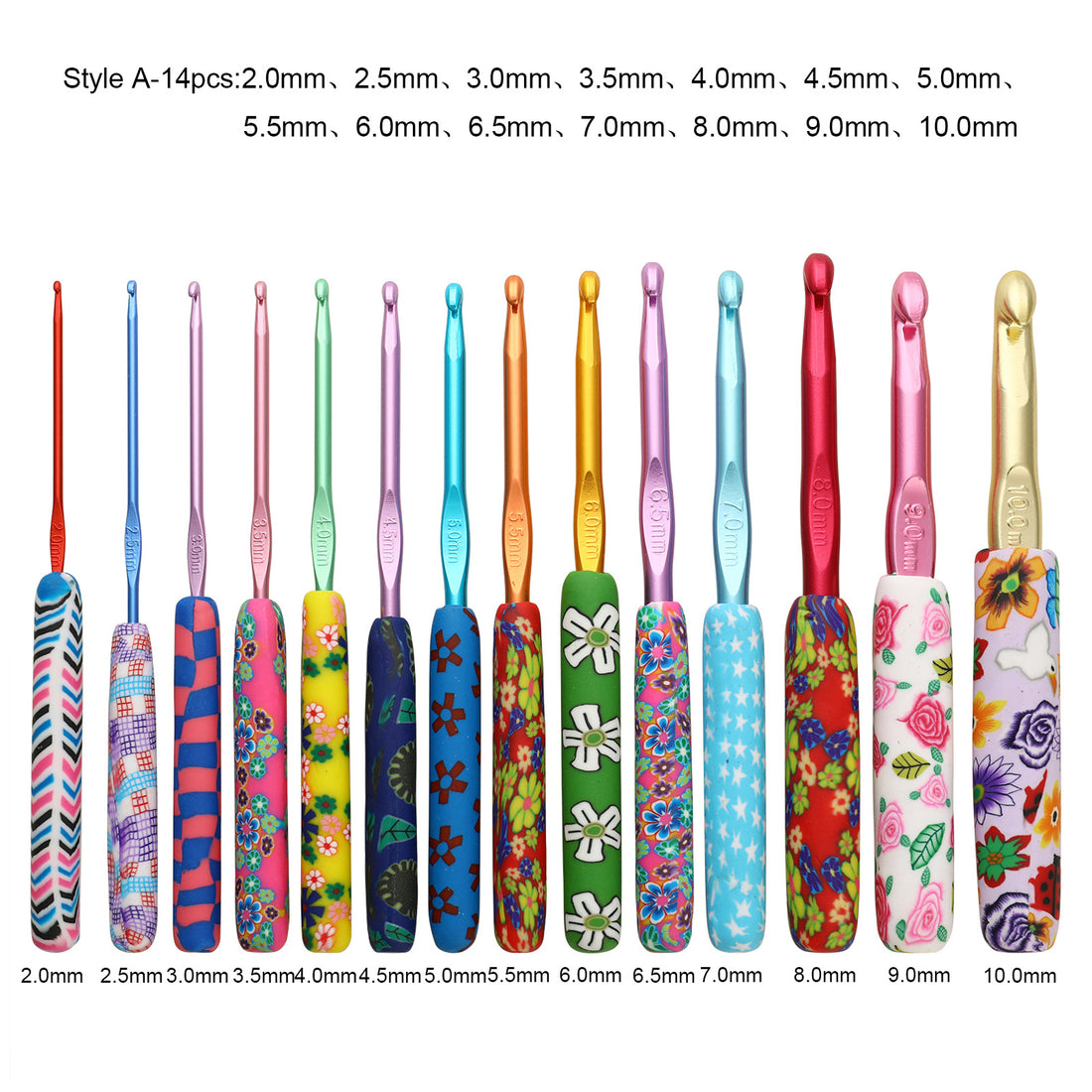 Color Printed Alumina Crochet Hook Set