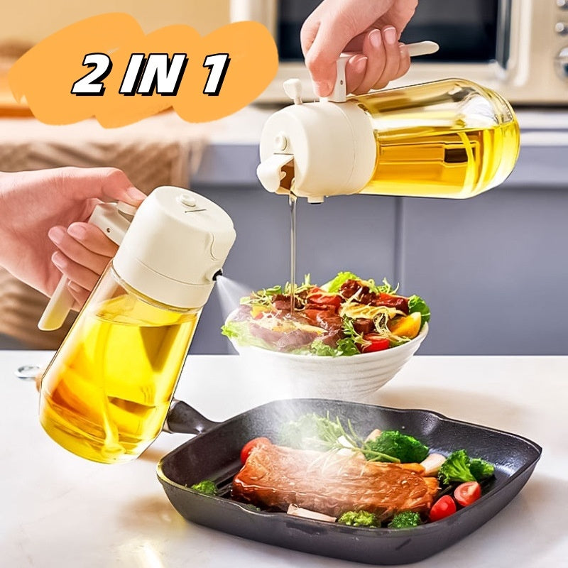 470ML Olive Oil Sprayer Dispenser | 2-in-1 Glass Cooking Spray Bottle