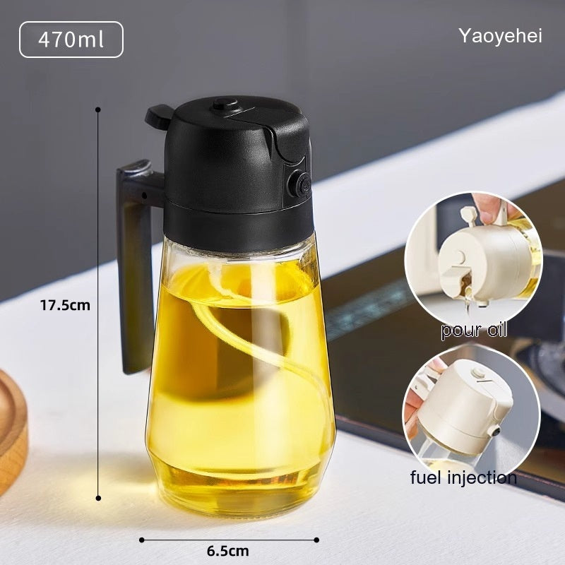 470ML Olive Oil Sprayer Dispenser | 2-in-1 Glass Cooking Spray Bottle