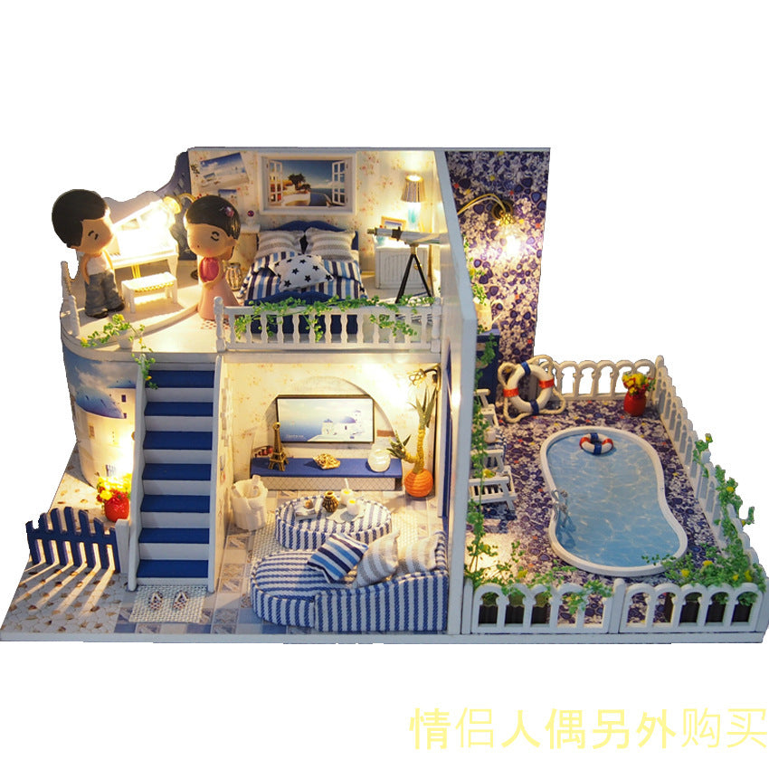 DIY Handmade Educational Miniature House – Double-Storey Villa with LED Lighting