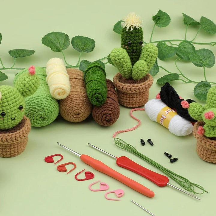 DIY Crochet Material Package for Beginners – Create Your Own Potted Plants 🌿🧶