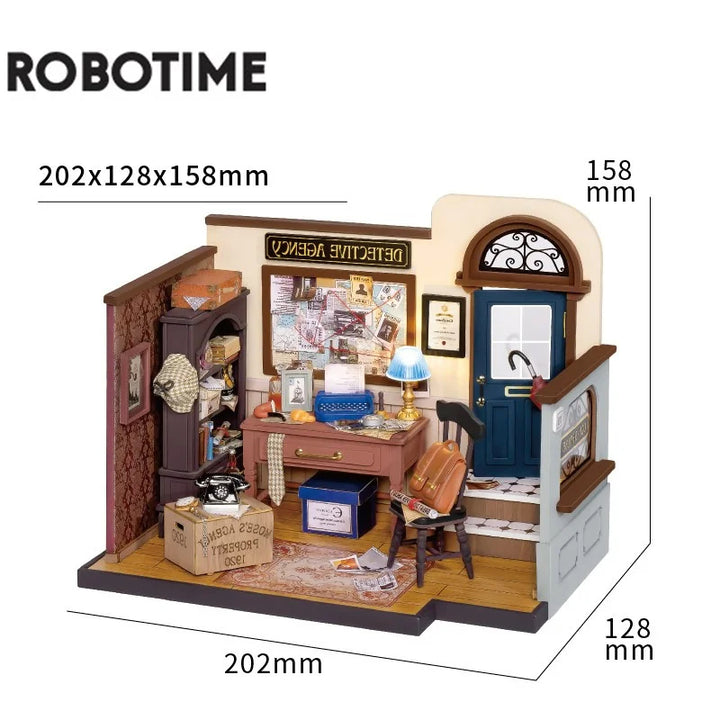 Robotime Green Miniature Dollhouse DIY Kit with Furniture & LED