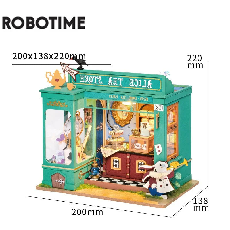 Robotime Green Miniature Dollhouse DIY Kit with Furniture & LED