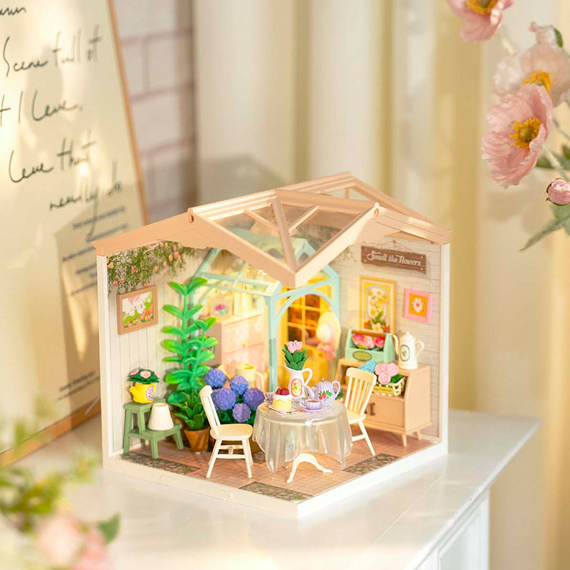 ROBOTIME Blooming Tea Garden Miniature House – DIY Wooden Kit