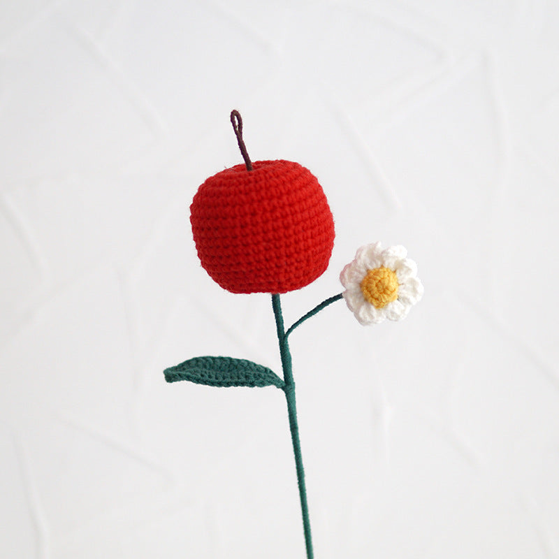 Fruit Knitted Wool Crochet Finished Bouquet – A Sweet Touch of Handmade Beauty 🍎🍑🍊