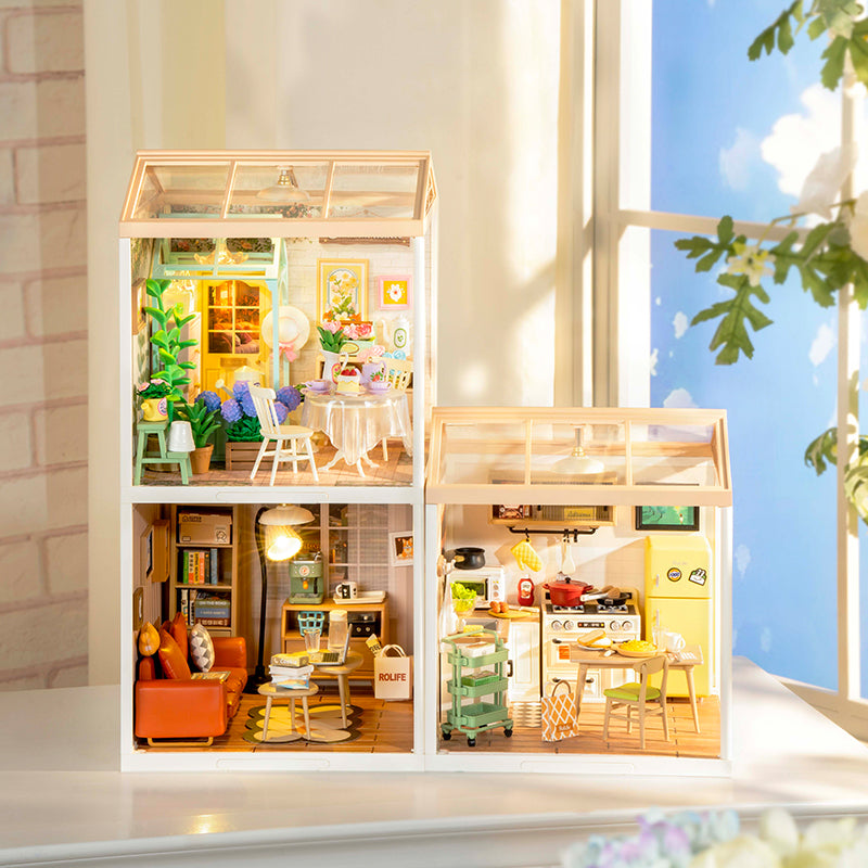 ROBOTIME Blooming Tea Garden Miniature House – DIY Wooden Kit