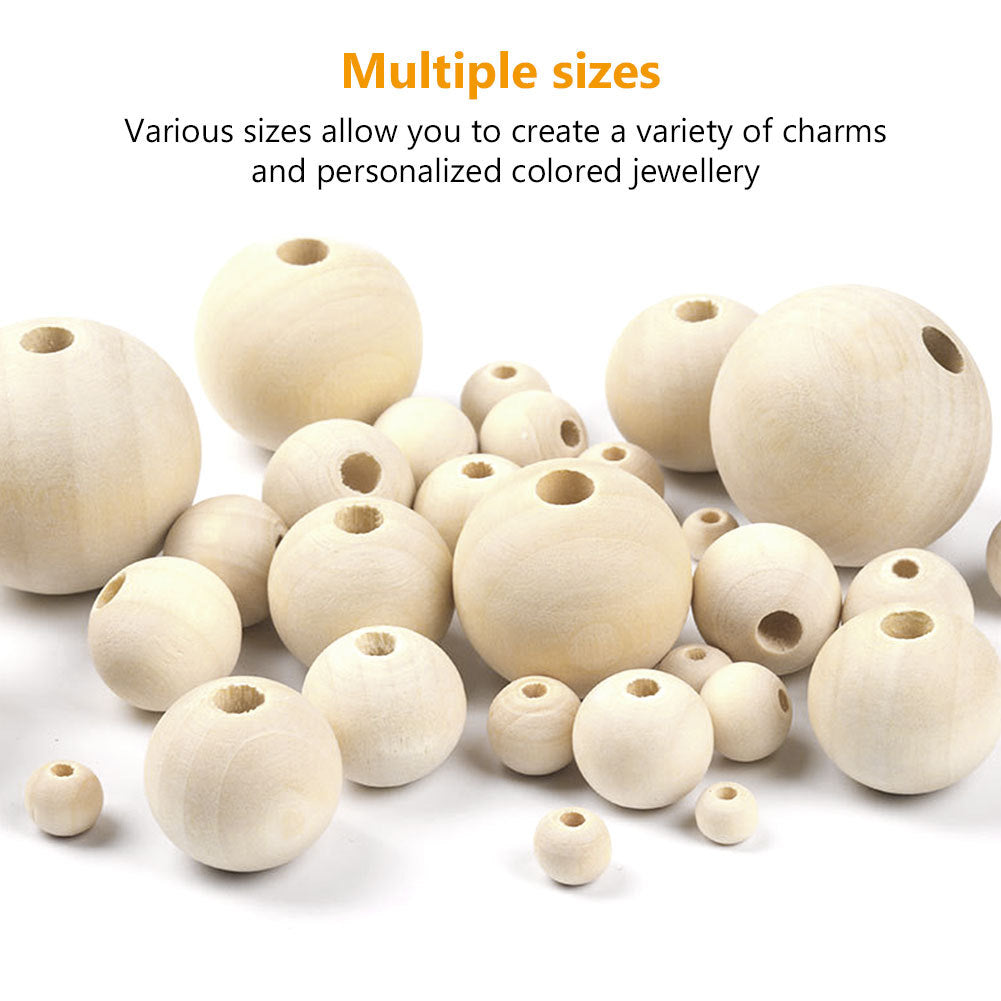 Natural Mixed Wooden Round Beads – Craft Supplies for Jewelry & Decor