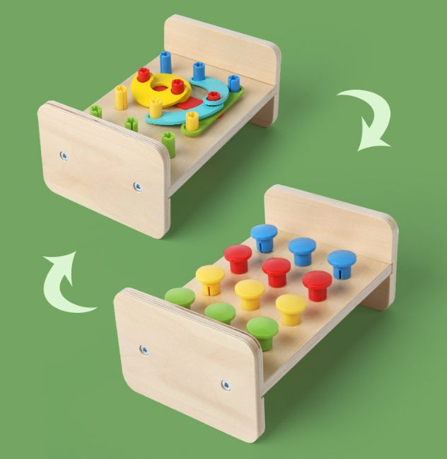 Two-in-One Pile Bridge Platform Wooden Puzzle Toy