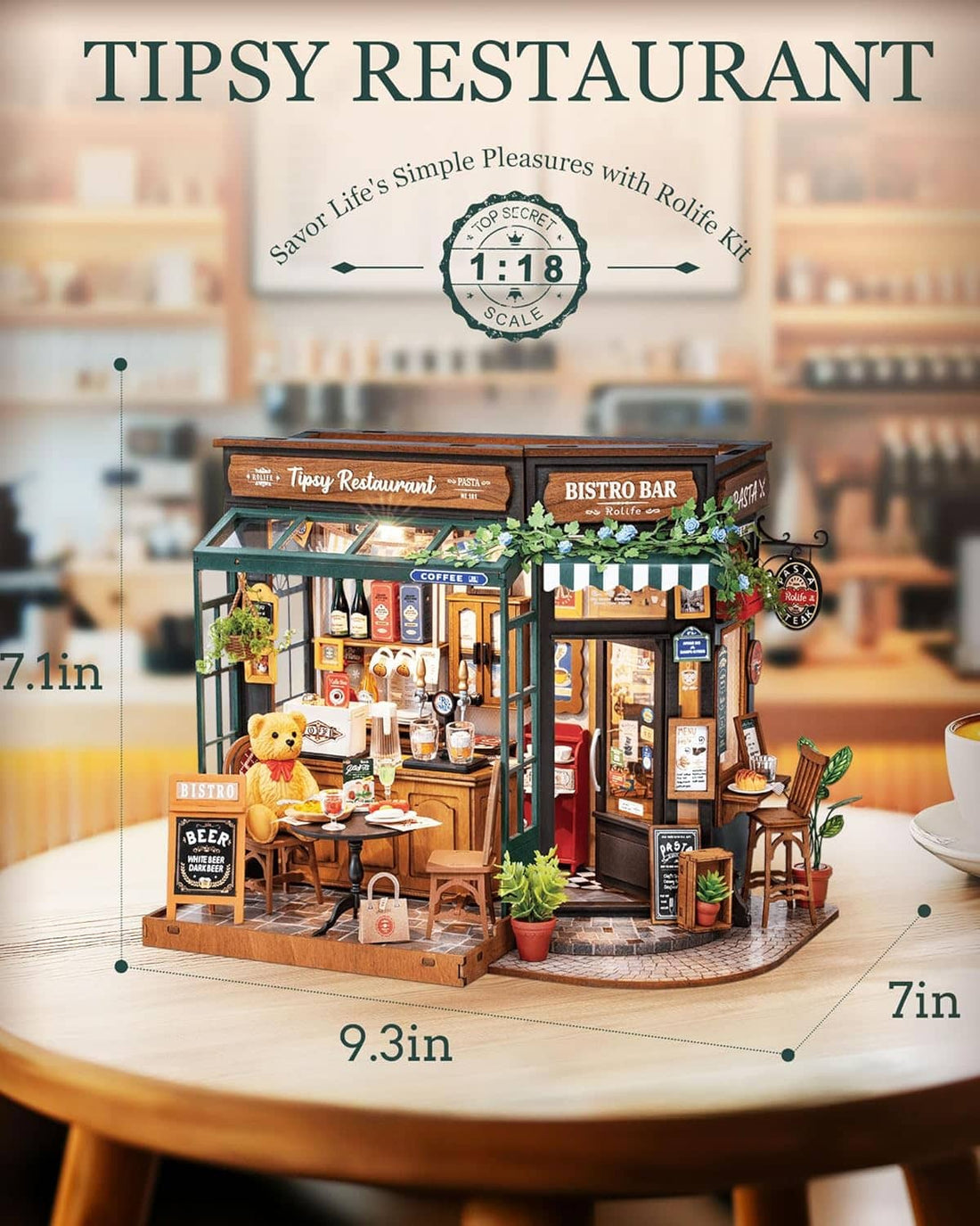 Rolife Tipsy Restaurant Miniature House Kit – DIY Wooden Model