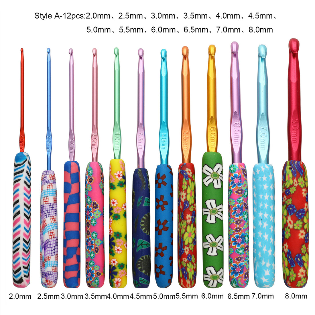 Color Printed Alumina Crochet Hook Set