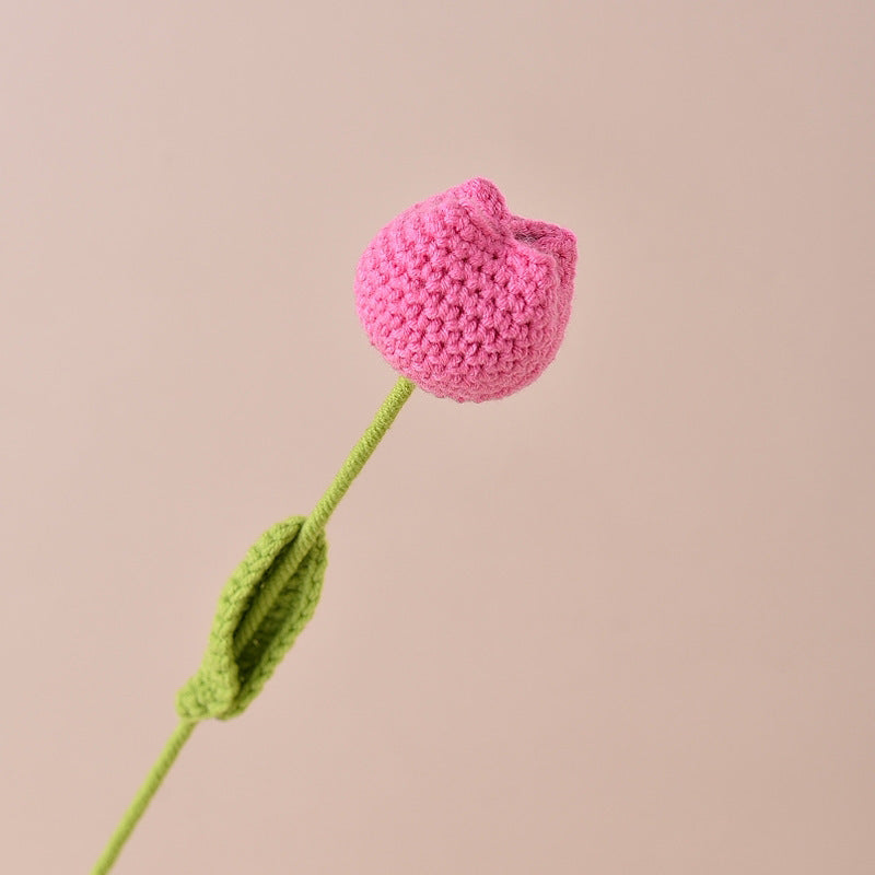 Finished Handmade Crochet Tulip Fake Flower Simulation