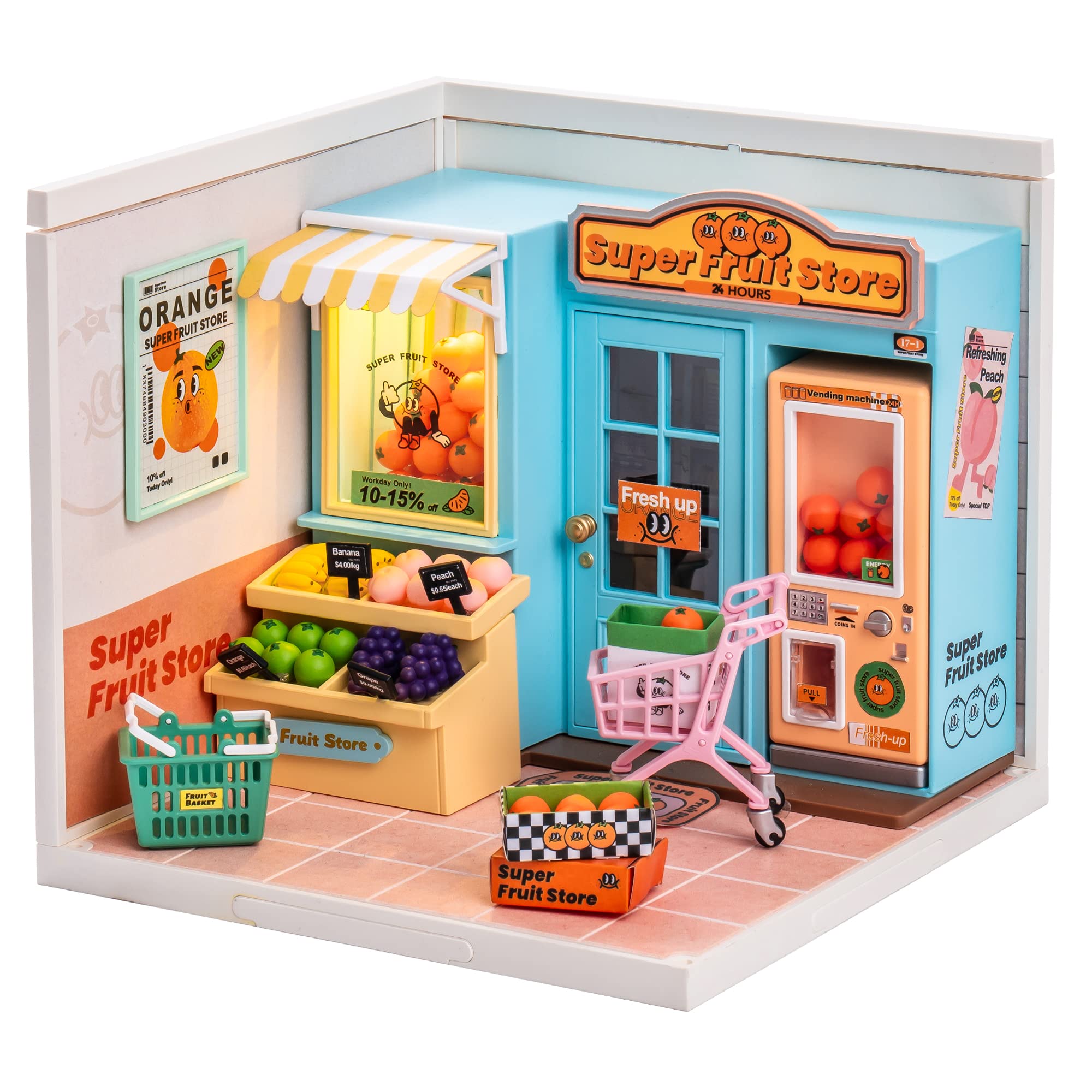 Rolife Super Creator Mini Store DIY Dollhouse Kit with LED Lights