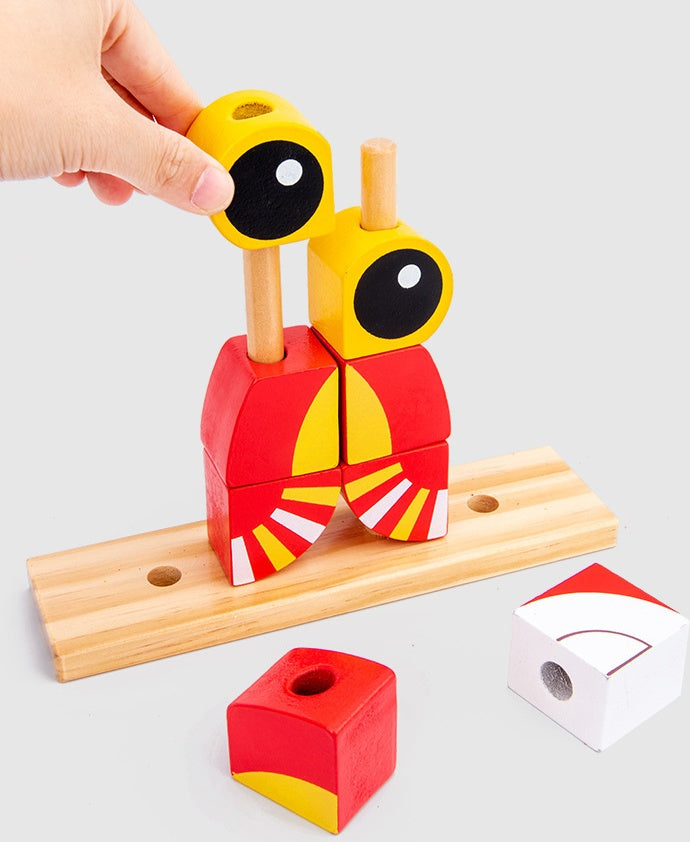 Wooden Animal Building Blocks Puzzle for Kids | Educational Toy | Bright & Safe