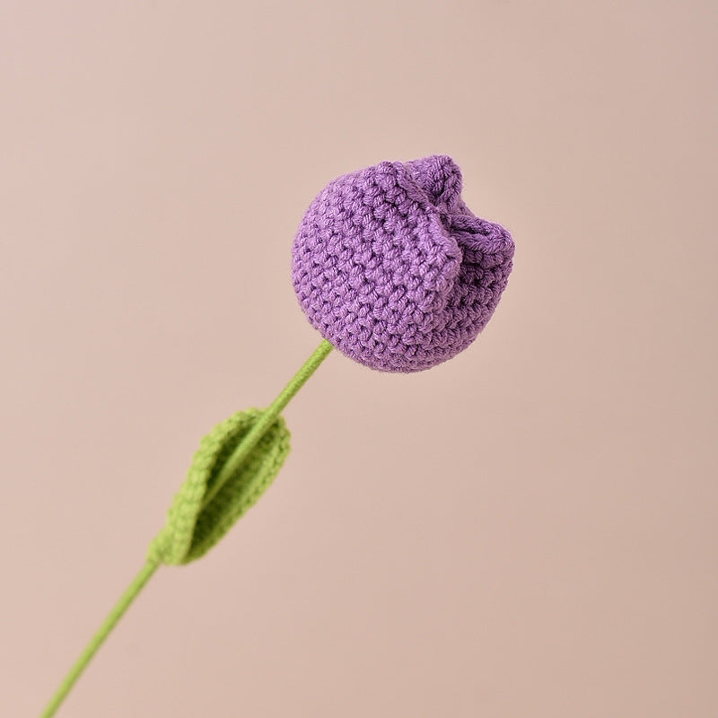 Finished Handmade Crochet Tulip Fake Flower Simulation