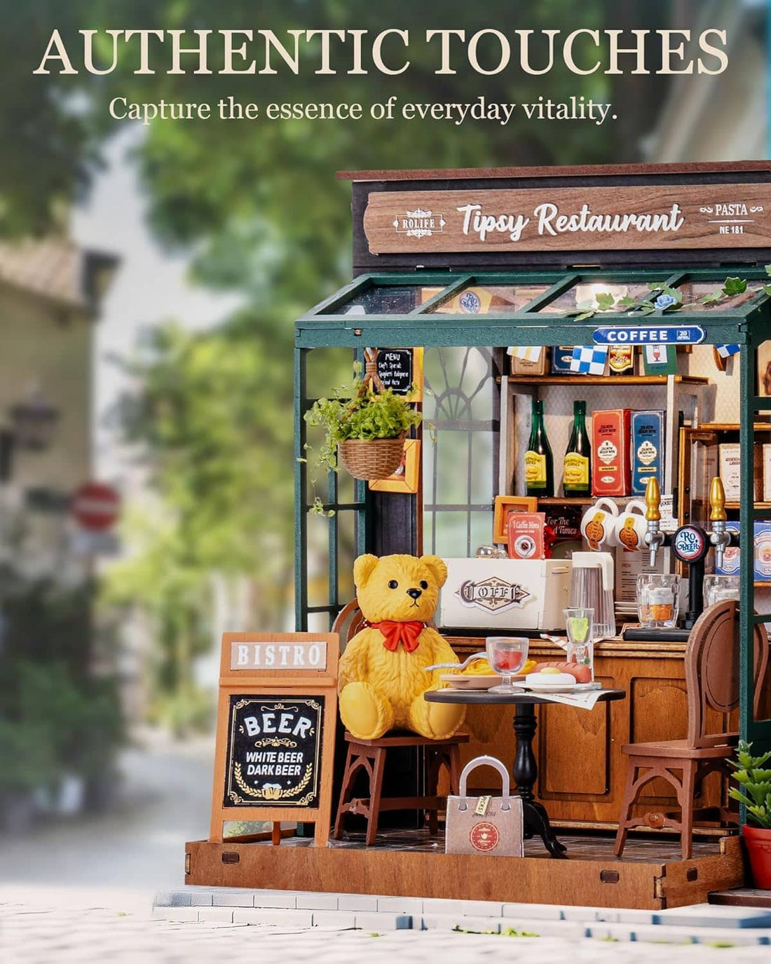 Rolife Tipsy Restaurant Miniature House Kit – DIY Wooden Model