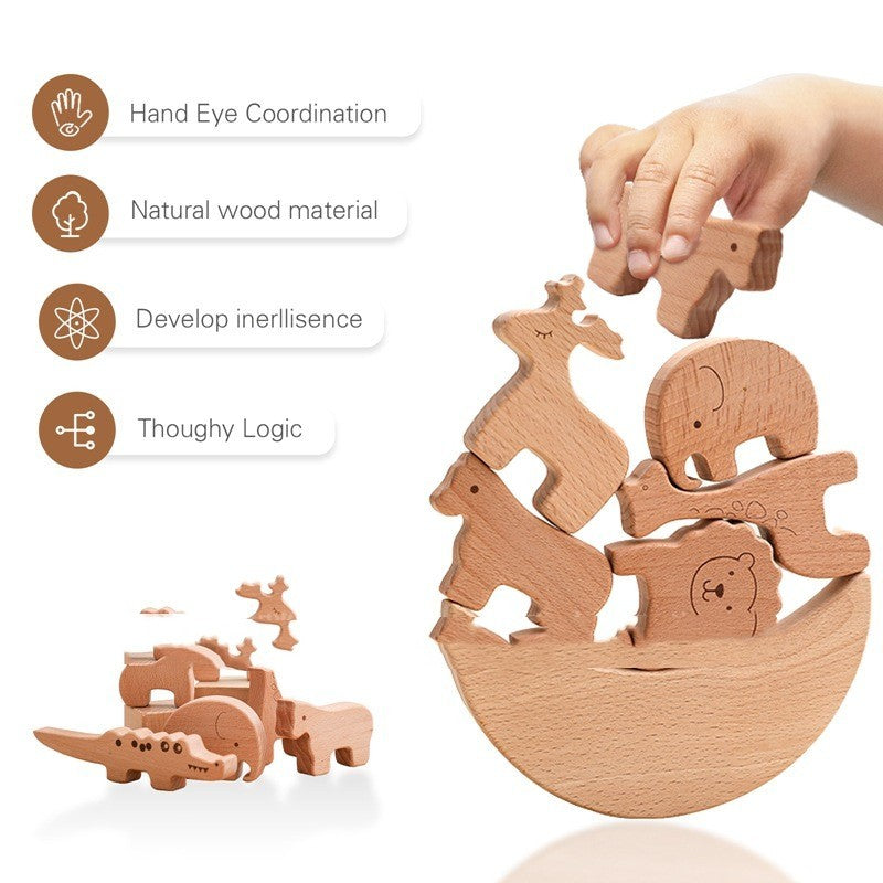 Wooden Children's Moon Balance Building Blocks Desktop Game