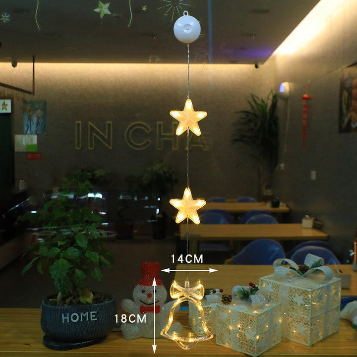 Christmas 3pcs LED Light Star Hanging Lamp | Festive Xmas Tree Window Decorations