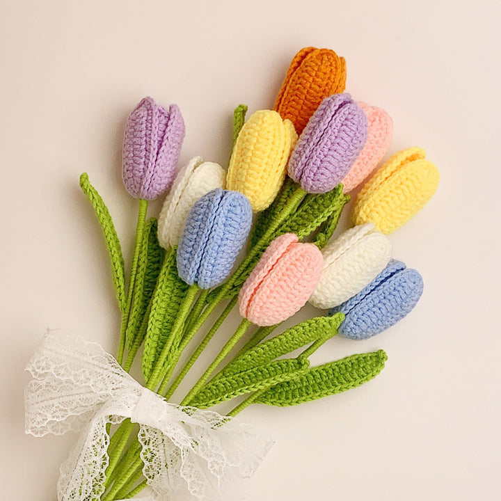 Hand Crochet Tulip Immortal Flower – Elegant Floral Decoration 🌷✨