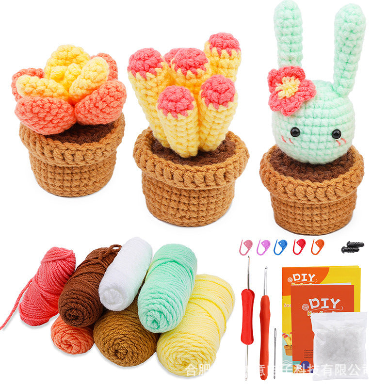 DIY Crochet Material Package for Beginners – Create Your Own Potted Plants 🌿🧶
