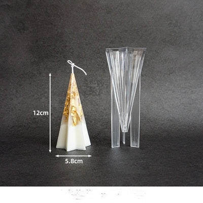 Clear Acrylic Candle Mold from Arts And More with pyramid shape and size dimensions for craft making