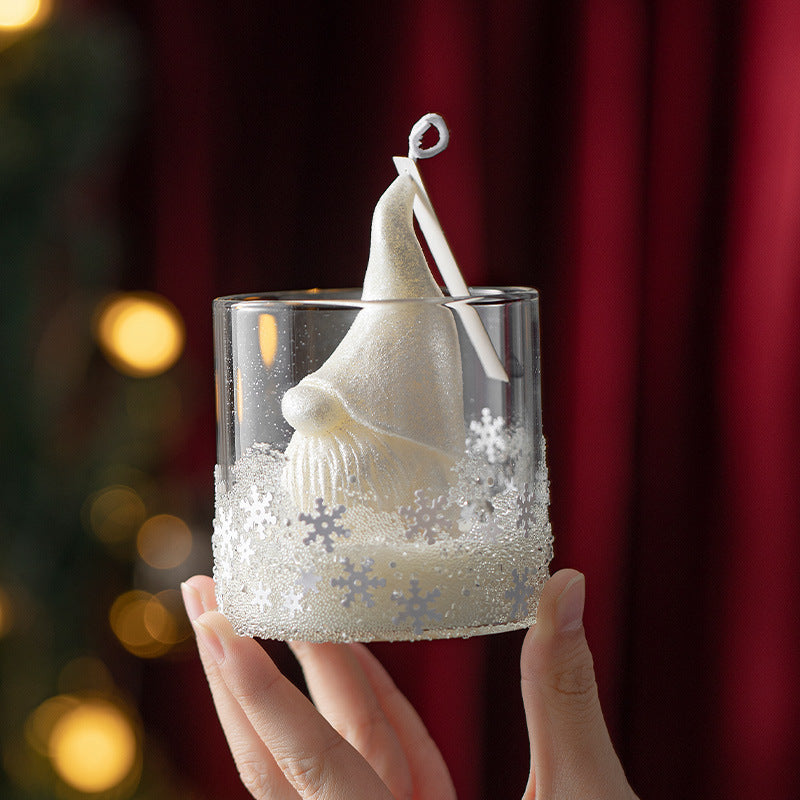 Beautiful Holiday Candle Gift Box featuring a decorative snowflake design and a white candle inside