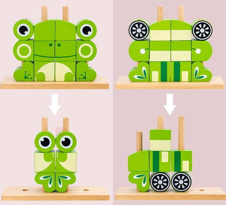 Kids DIY Animal Building Blocks Puzzle in Green for Creative Play and Building Fun