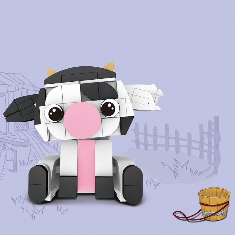Colorful Animal Modeling Building Blocks Set for kids featuring a cute cow design