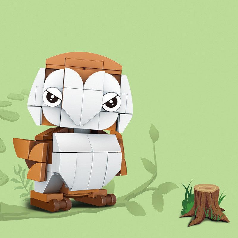 Animal Modeling Building Blocks Set featuring a brown and white owl with detailed features