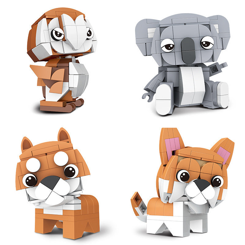 Kids DIY Animal Modeling Building Blocks Set with various cute animal figures in multiple colors