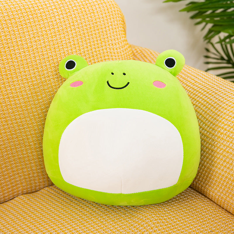 Arts And More kids DIY kits animal plush pillow in bright green frog design on yellow chair