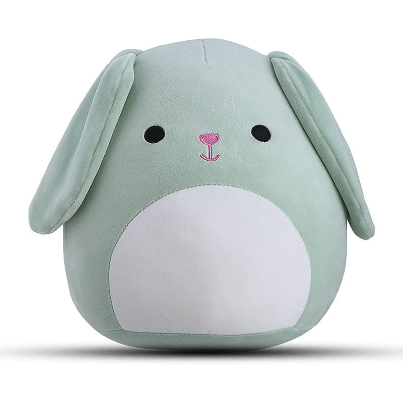 Arts And More kids’ DIY Animal Plush Pillow in green with floppy ears and embroidered face