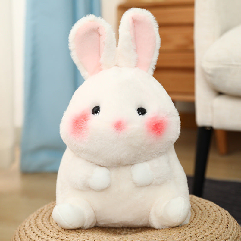 Cute white bunny animal plush toy with pink cheeks and ears, perfect for kids DIY kits by Arts And More