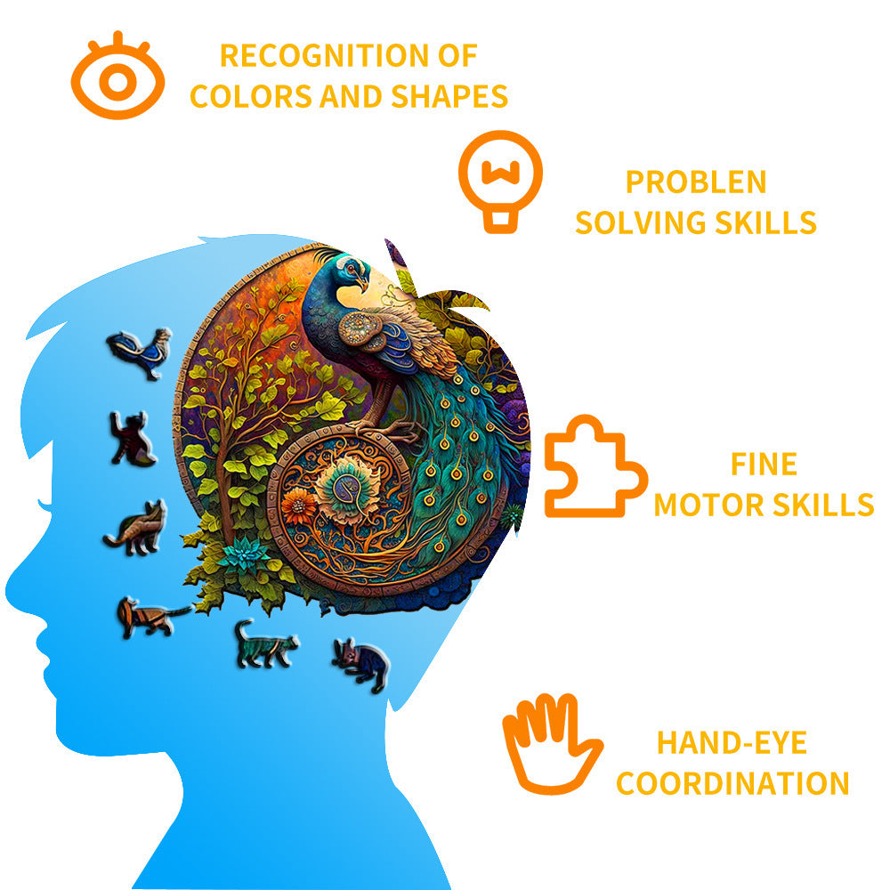 Animal Shaped Wooden Puzzle by Arts And More highlighting skills like color recognition problem solving and hand eye coordination