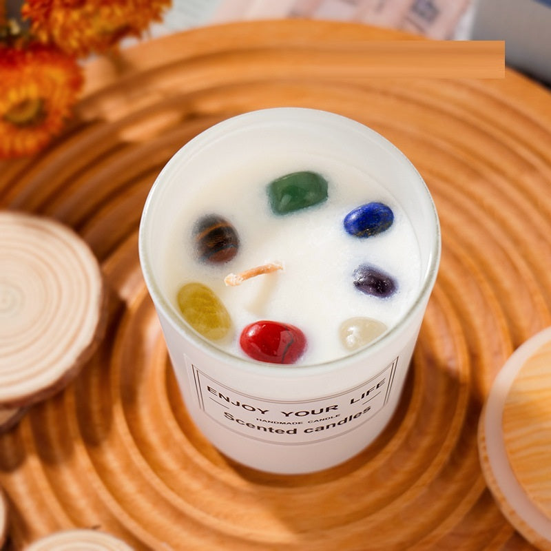 Aromatherapy Candle with Colorful Crystals for Relaxation and Home Decoration