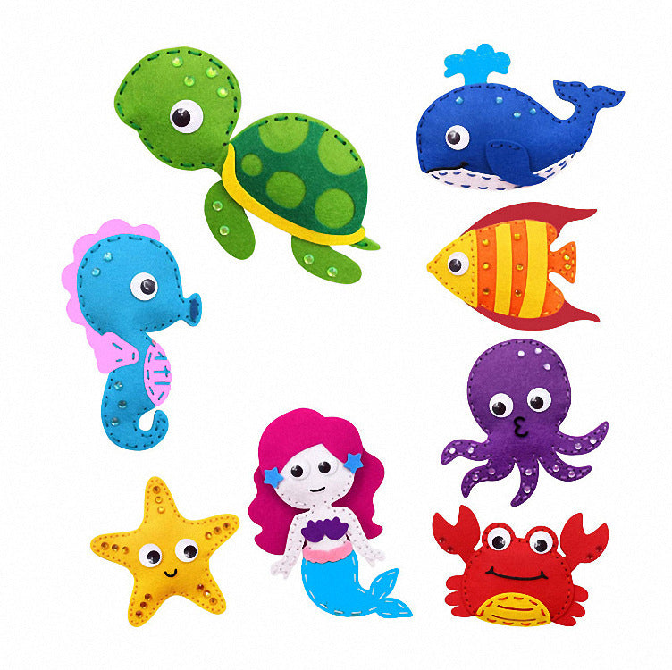 Arts And More kids DIY Art Sewing Kit with colorful sea animal and mermaid felt characters