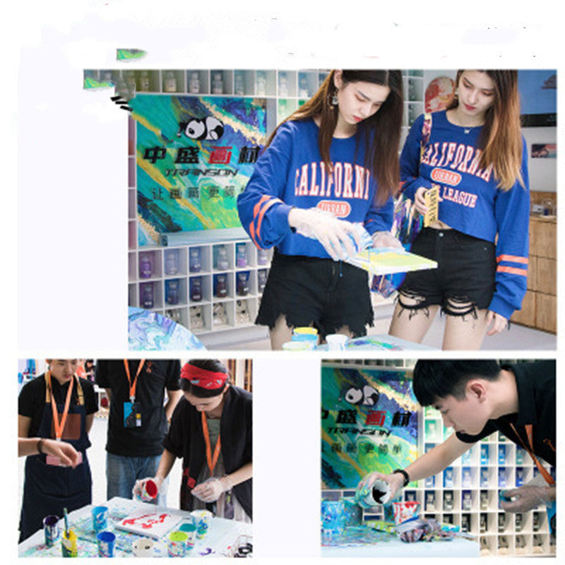 Artists using Fluid Painting Water Shadow Painting Tools from Arts And More for creative craft projects