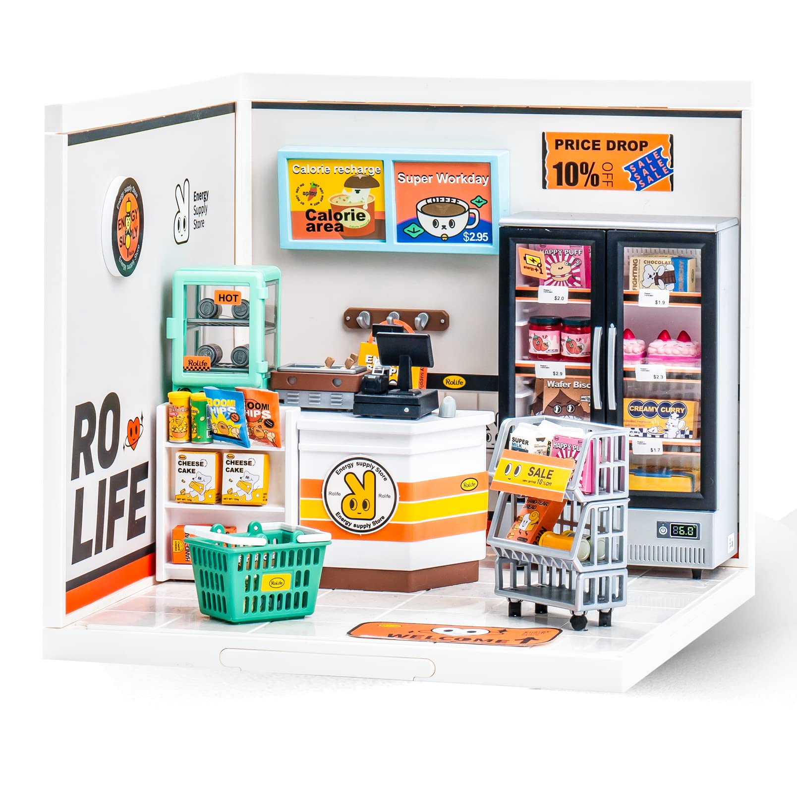 Rolife Super Creator Mini Store DIY Dollhouse Kit with LED Lights
