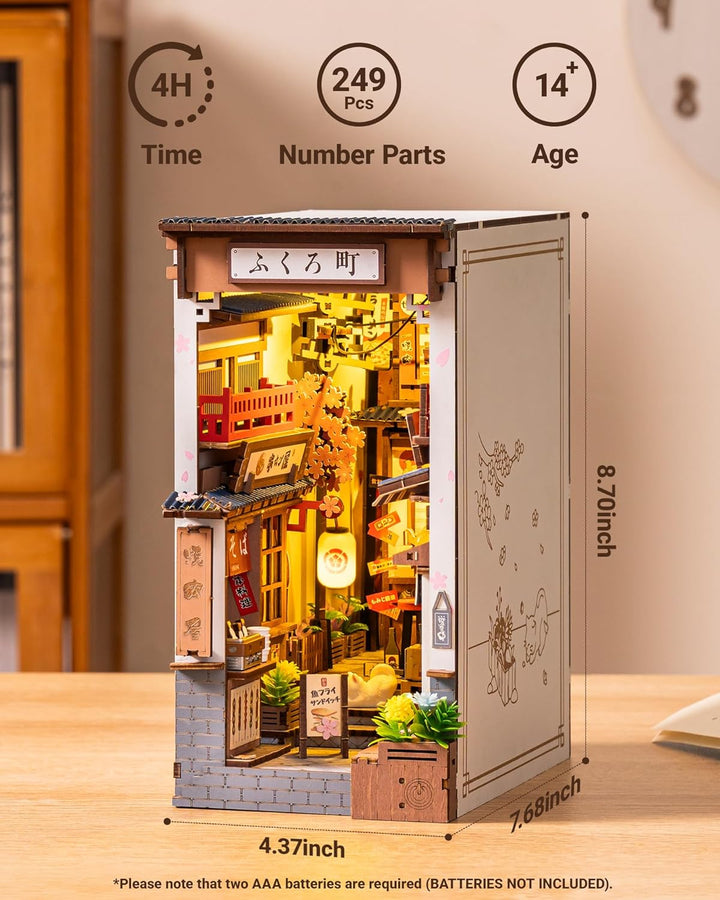 ROBOTIME Sakura Wine Alley Miniature Book Nook – DIY Wooden Kit