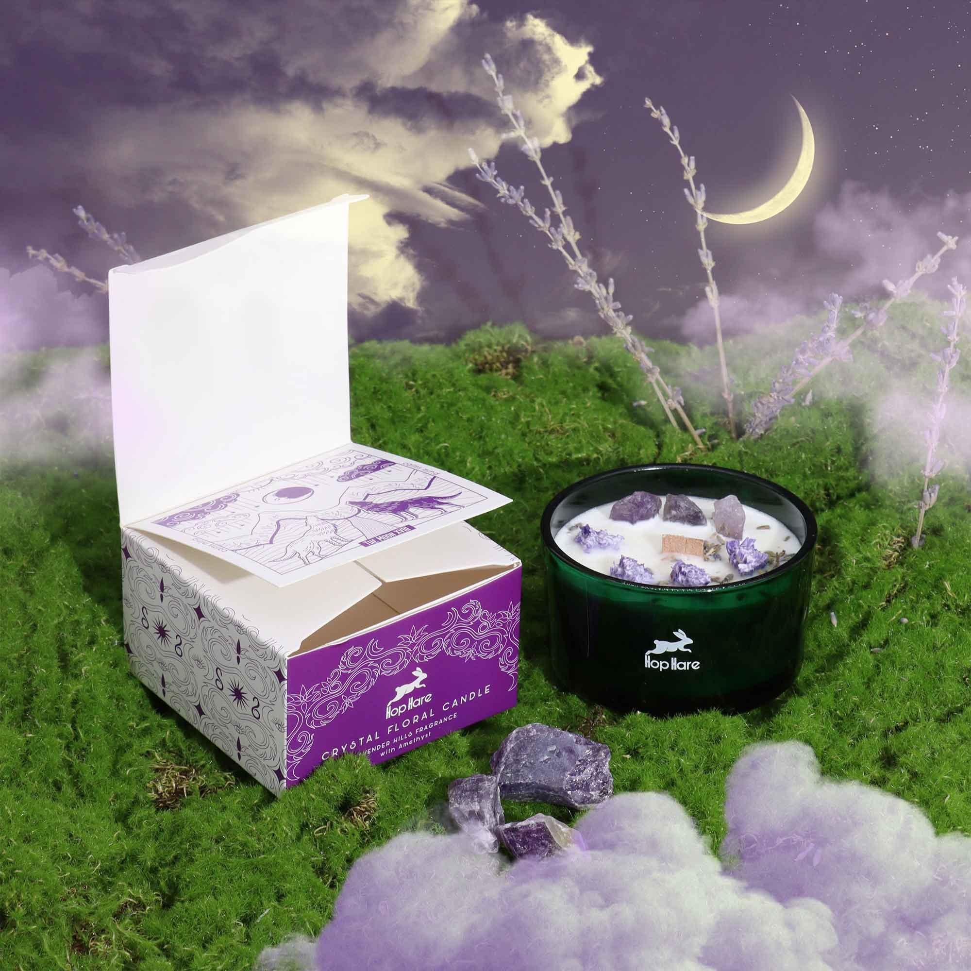 Hop Hare Crystal Flower Candle — The Moon — detail view 3