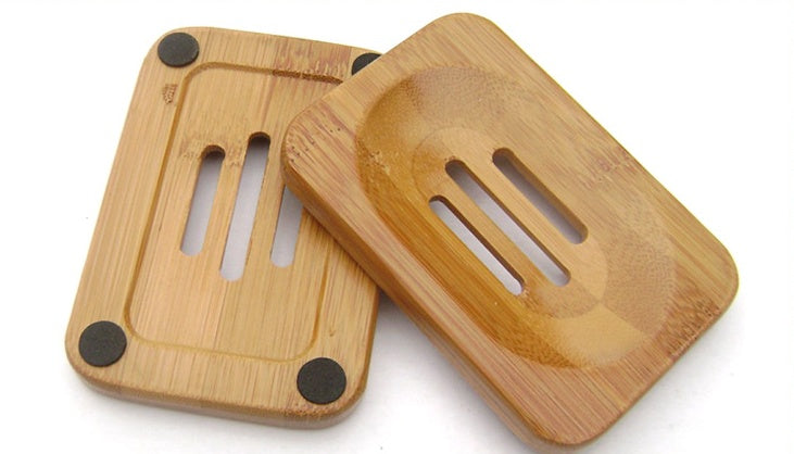 Arts And More Bamboo Wooden Soap Holder with slotted design for drainage and non-slip feet
