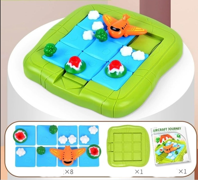 Arts And More Beads Brainstorming Game with colorful airplane and puzzle pieces in green frame